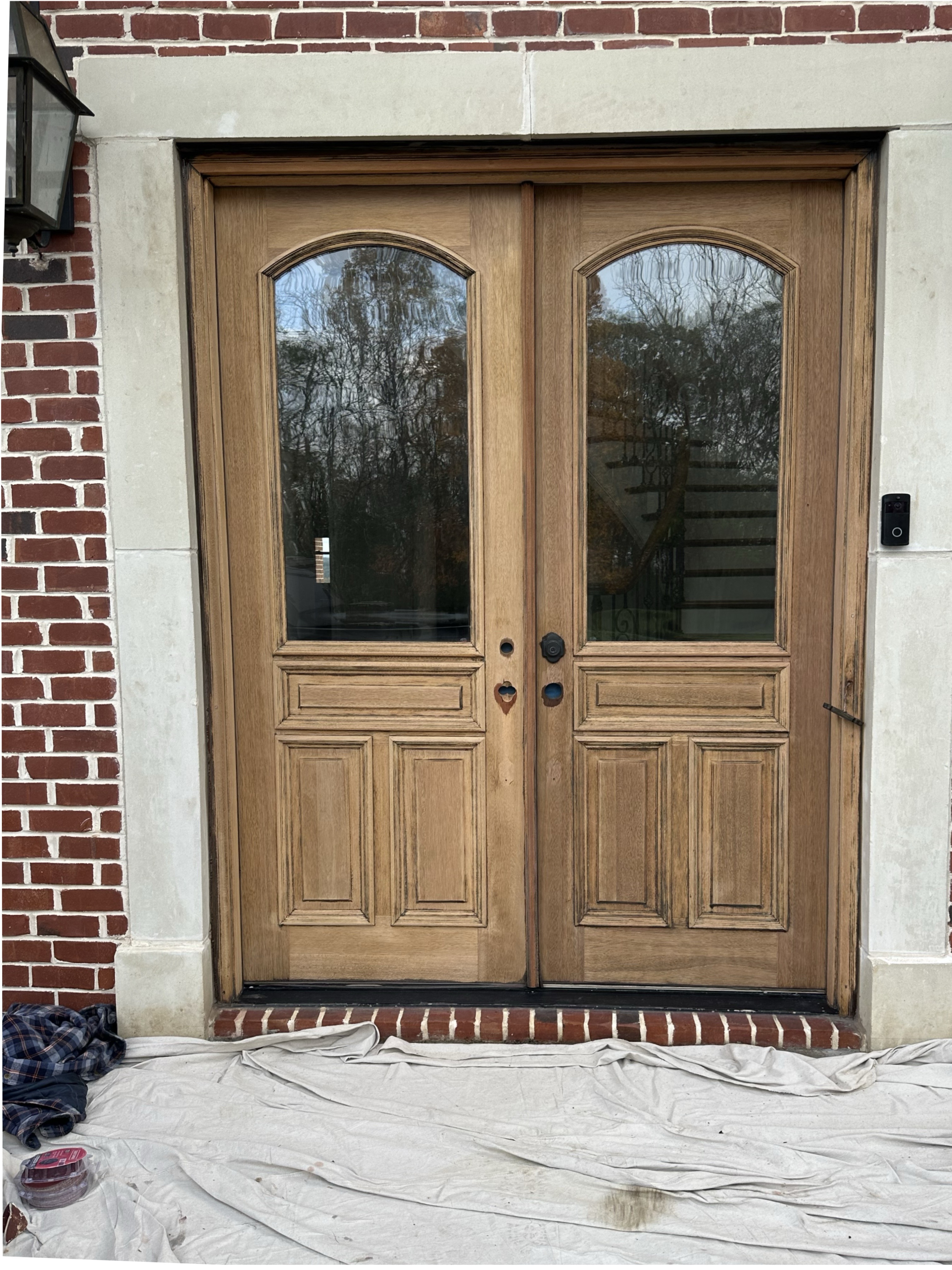 Before Photo of stained doors
